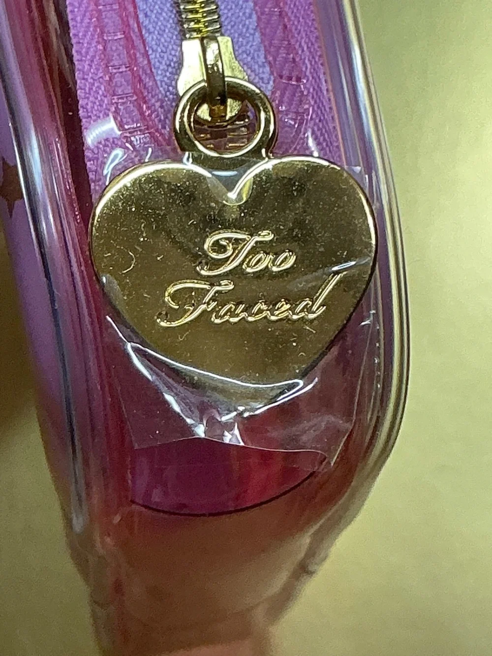 Too Faced Rainbow Pouch Case with Stamped Heart Zipper